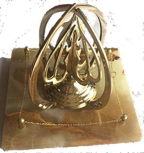 Eid Gift Hajj Haji Brass Allah on Marble Base Islamic Gift Desktop Allah (S.W.T) Hand Polished 3D Modern Decor 5"x5"x5"