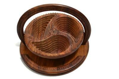 Best Valentine Gift Idea Wooden Collapsible Fruit Basket Essential Workers GIFT Hand Carved Solid Wood Diameter:12"