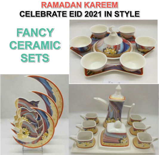 Ramadan Theme Ceramic Plates Cup Tray Kettle Candy Chocolate Dish