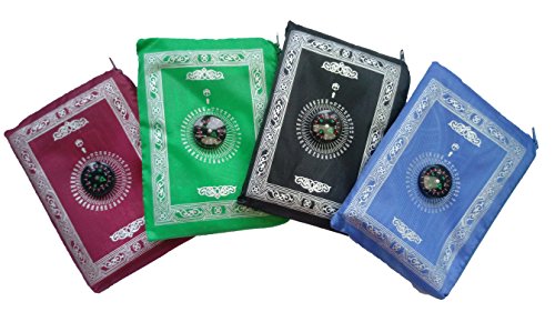 Portable Waterproof Muslim Prayer Mat Light Prayer Rug with Compass Muslim Prayer Rug Qibla Finder Booklet (4PCS)