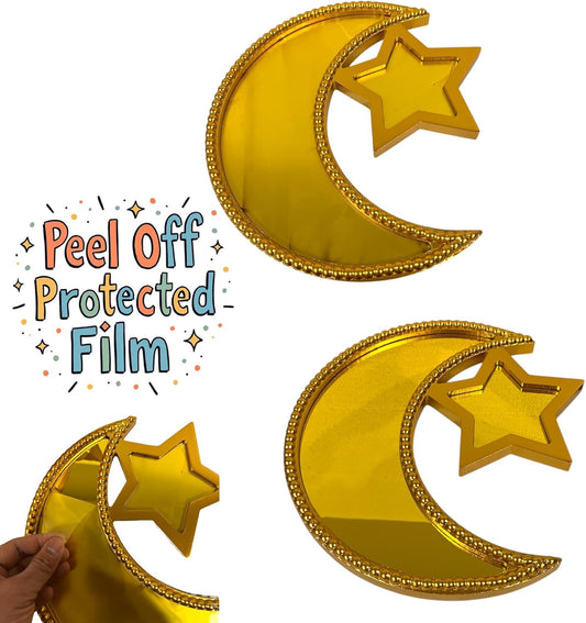 Ramadan Serving Tray Eid Mubarak Dishes Party Platter Ramadan Kareen Moon Star Tray Home Decor Ramadan Serving Tray Food Pastry Dessert Display Holder 11”x 11”