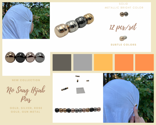 Luxury Magnetic Hijab Pins, No Snag Hijab-Pins, Magnetic Buttons, Strength Hijab Pins, Strong Magnetic Hijab Pins for Women, Girls Ideal for Scarfs, Shawl, Hijab 0.45" (12 Pcs/set)