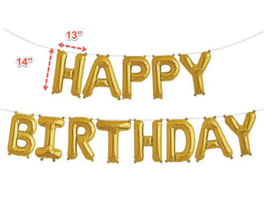Happy Birthday Balloon Aluminum Foil Banner Party Decor Supplies for Birthdays Reusable 3D Strong Material with Straw and Ribbon. Big Sized Letters for Kids Teenagers Adults and Seniors