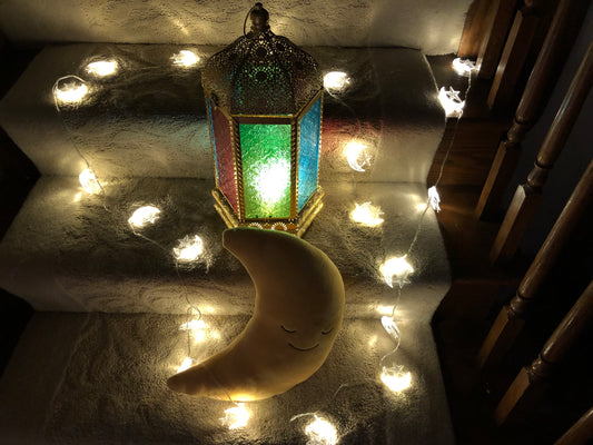 iHcrafts Ramadan Islamic LED String Lights Moon Star US Plug Muslim Decor Party Supply Ramadan Party Decoration (20pc - Moon Star Warm White)