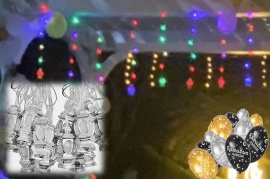 iHcrafts String Light Lantern Fanous Fanuus Ramadan Islamic LED Lights Decoration with US Plug 110V | 8 Legs of Fanous | 40 Small Fanous 3" | 8 Large Fanous 5" | 48pcs/Set