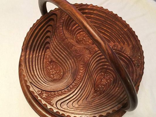 Valentines DAY GIFT Wooden Collapsible Fruit Basket His/Her Gift Love Elegant Foldable Fruit Basket 4 Four Leaf Wooden Hand Crafted - Diameter 12"