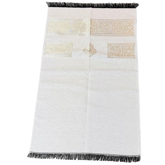 Muslim Prayer Rug, Prayer Mat, Turkish Prayer Mats, Kaaba Themed Jai Namaz for Salaah, Seccade for Muslim Households “44 x 27” with 1.5" Frills on Both Sides [New Arrival]