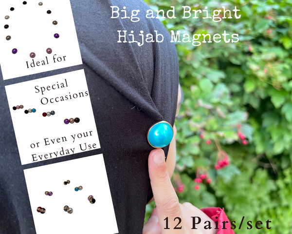 Hijab Magnetic Pins, No Snag Hijab Pins, Magnetic Buttons, Strength Hijab Pins, Strong Magnetic Hijab Pins for Women, Girls Ideal for Scarfs, Shawl, Hijab 0.8" each (12 Pcs/set)