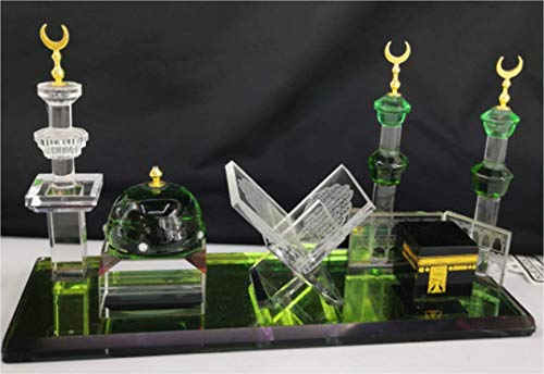 Islamic Crystal Decor Housewarming Gift Haram-Mecca Kaaba Scenery Haram Medina Madina with Minarettes Gift Box Shelf Table Display