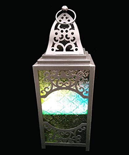 iHcrafts Moroccan Style Candle-Lantern Battery Operated LED Light Black Temple Lantern Egyptian Ramadan Light Vintage Style Candle Lantern Decor Moroccan Style-Candle Lantern Decorative Indoor