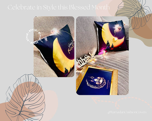Pack of 4 Ramadan Themed Cushion Covers, Ramadan Mubarak Cushion Cover, Ramadan Kareem Cushion Covers, Eid Mubarak Decorations [New Arrival]