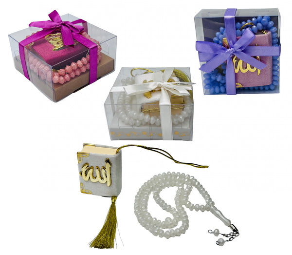 Turkish Gift Set 2 Pcs Islamic Party Favor Boxes Tasbih and Mini Quran Party Favors Gifts Muslim Wedding Gift Ramadan Eid Party Favors, Muslim Party Gift, Kids Ramadan Gift