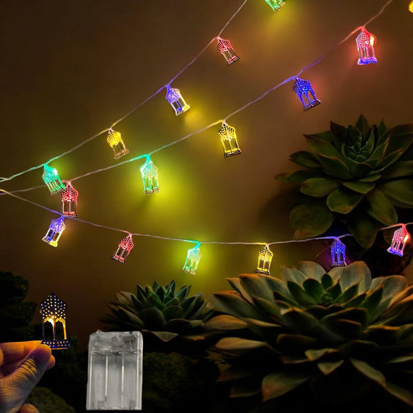 String Lights Bundle 2 Sets, Holiday Decor, Indoor Lights Fall Festive Decoration, RGB LED Lights with Battery Pack Lantern Christmas RGB Decor String Lights 2 Pcs Set (2D Fanous_LED)