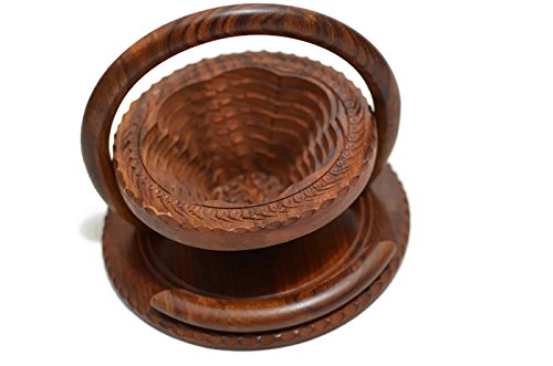New Valentines Gift Handmade Unique Gift Idea Solid Wooden Collapsible Fruit Shaped Basket Hand Carved Solid Wood Item 8"