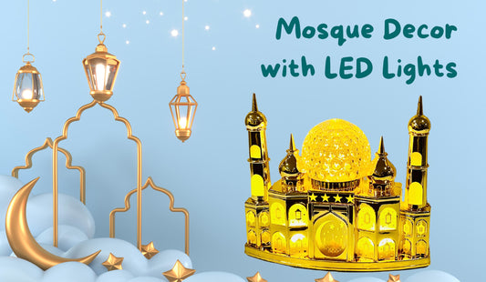Ramadan Lantern Ramadan Decorations Decorative Indoor Lantern Décor with LED and Neon with USB and Battery Option (Masjid with Globe. & LED Lights) [New Arrival]