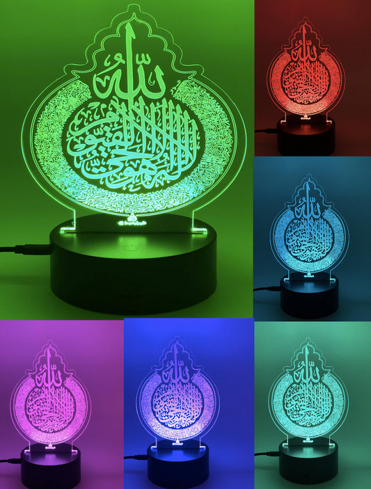 Ramadan Eid Gift 3D LED Optical Illusion Lamp with USB 7 Color Changing Light Night-Light Nightlight Bedside Lamp LED with Smart Touch Bedside Lamps Birthday Gifts 5"