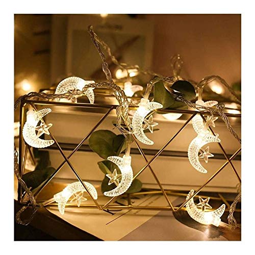 iHcrafts Ramadan Islamic LED String Lights Moon Star US Plug Muslim Decor Party Supply Ramadan Party Decoration (20pc - Moon Star Warm White)